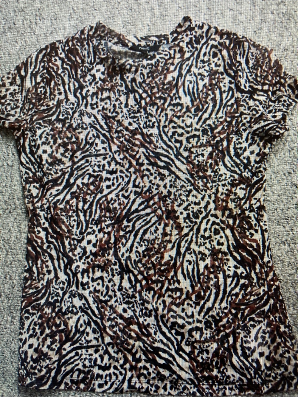 next Short-Sleeve Animal Print Tee in Brown and Black